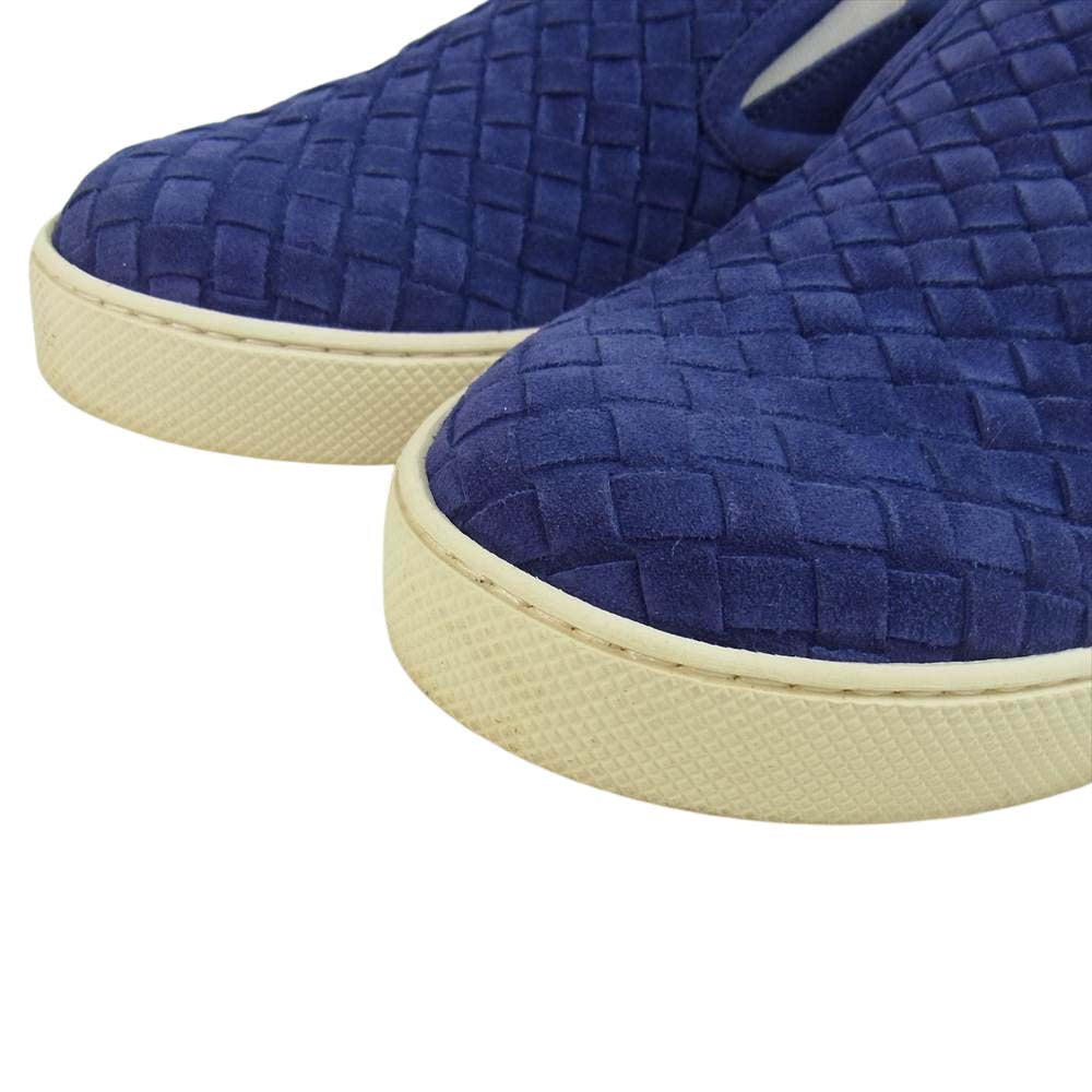 BOTTEGAVENETA ボッテガヴェネタ スエード イントレチャート スリッポン パープル ネイビー系 濃い青紫系 実寸約25.5cm~26cm【中古】