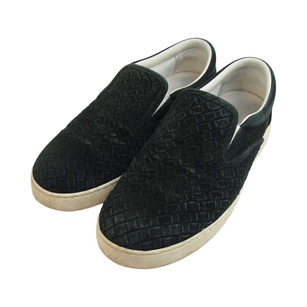 BOTTEGAVENETA ボッテガヴェネタ スエード イントレチャート スリッポン ブラック ブラック系 40 インソール実寸26.5【中古】