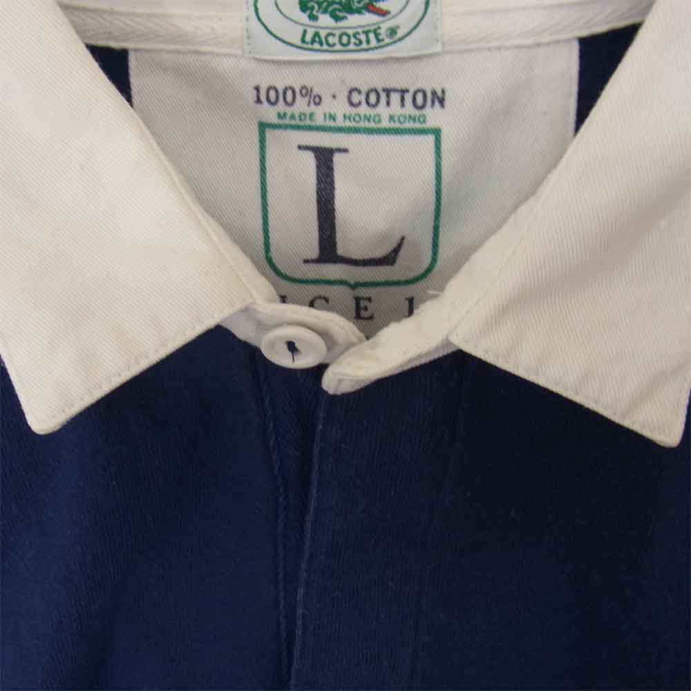 LACOSTE ラコステ IZOD LACOSTE アイゾット ラコステ 80s 90s ラガー シャツ ネイビー系 ホワイト系 L【中古】
