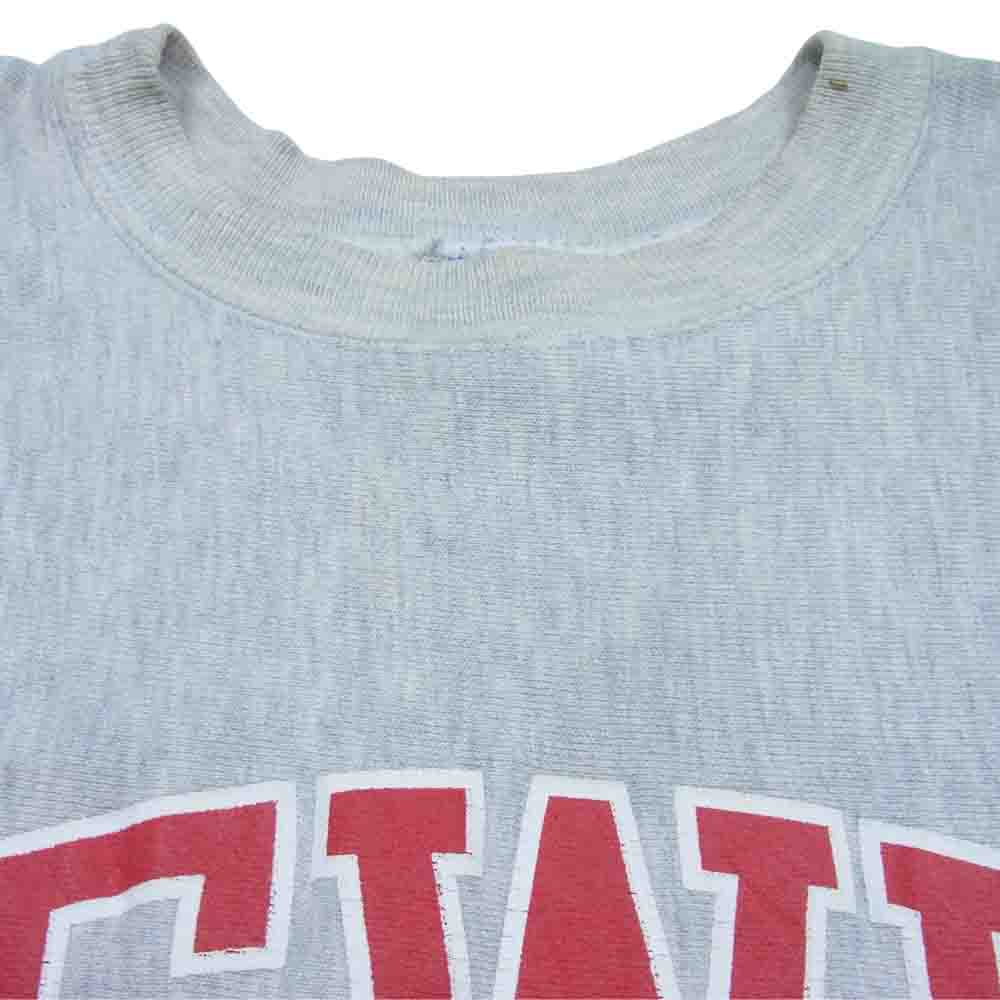 Champion チャンピオン ヴィンテージ 90s 刺繍タグ リバースウィーブ プリント 半袖 スウェット グレー系 XL【中古】