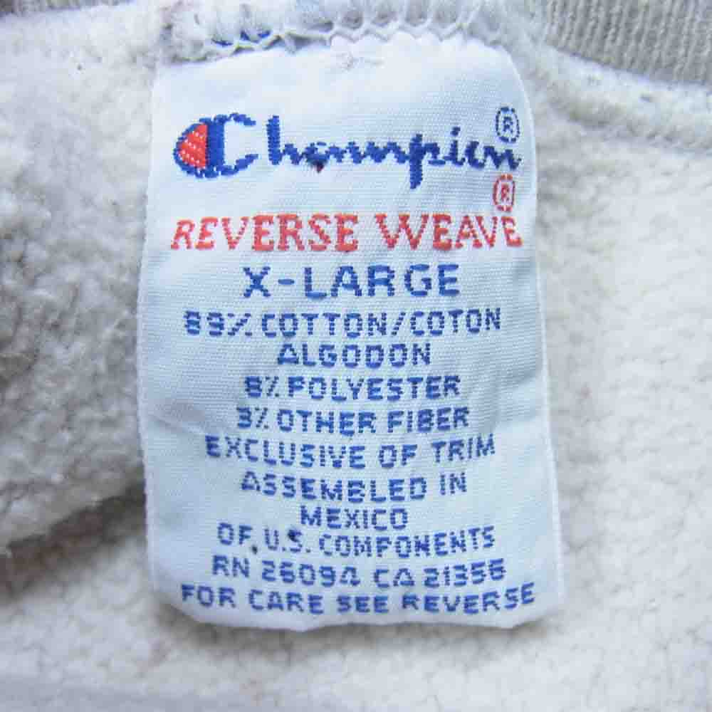 Champion チャンピオン ヴィンテージ 90s 刺繍タグ リバースウィーブ プリント 半袖 スウェット グレー系 XL【中古】
