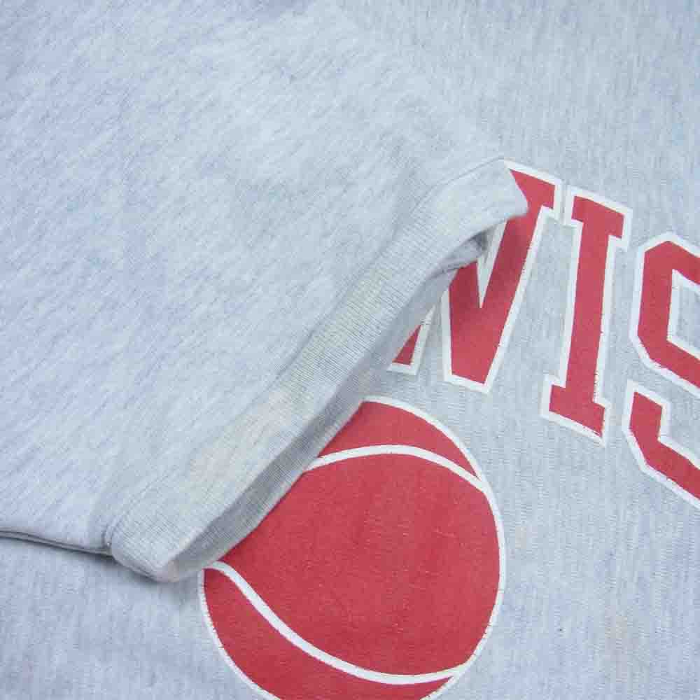 Champion チャンピオン ヴィンテージ 90s 刺繍タグ リバースウィーブ プリント 半袖 スウェット グレー系 XL【中古】