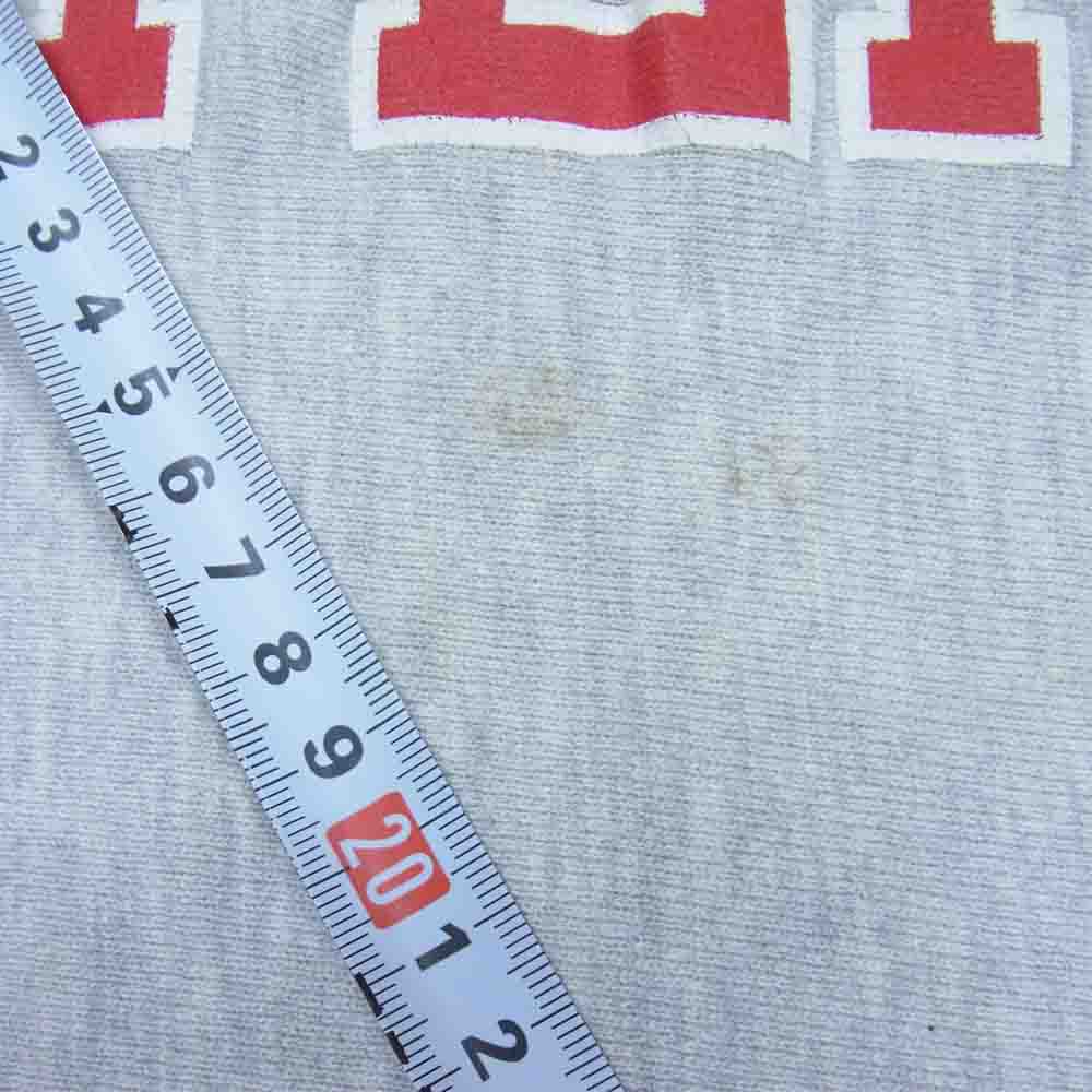 Champion チャンピオン ヴィンテージ 90s 刺繍タグ リバースウィーブ プリント 半袖 スウェット グレー系 XL【中古】