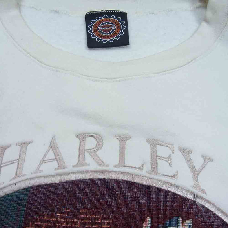 HARLEY DAVIDSON ハーレーダビッドソン ヴィンテージ 刺繍 スウェット オフホワイト系 XL【中古】