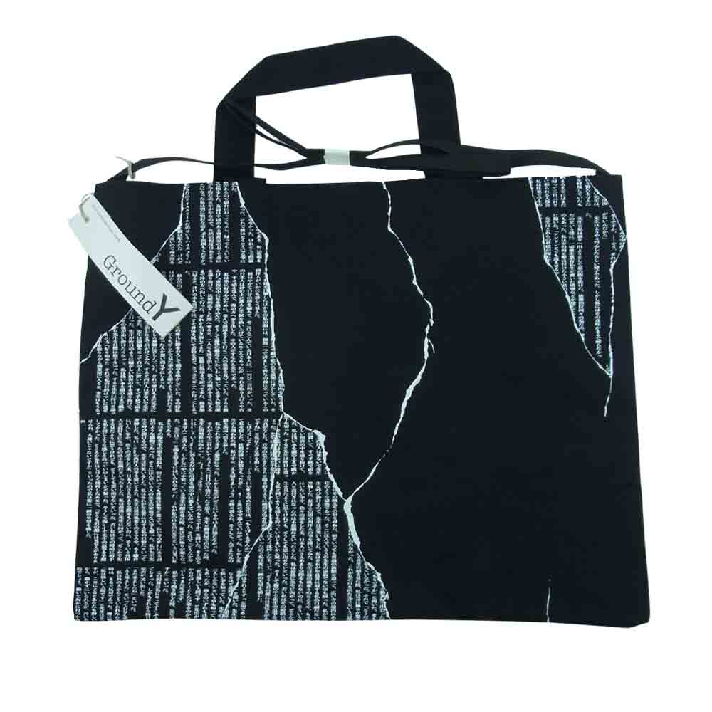 Yohji Yamamoto ヨウジヤマモト GroundY Soseki Natsume C/Cross print tote bag クロス プリント トート バッグ ブラック系【新古品】【未使用】【中古】