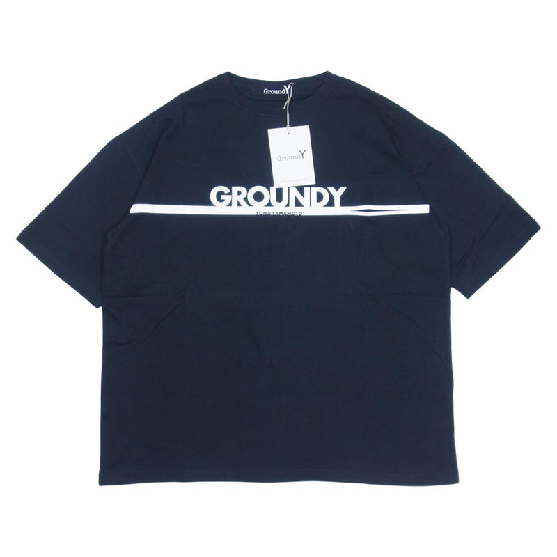 Yohji Yamamoto ヨウジヤマモト GroundY GN-T53-075 コットン ロゴ プリント Tシャツ ブラック系 4【新古品】【未使用】【中古】