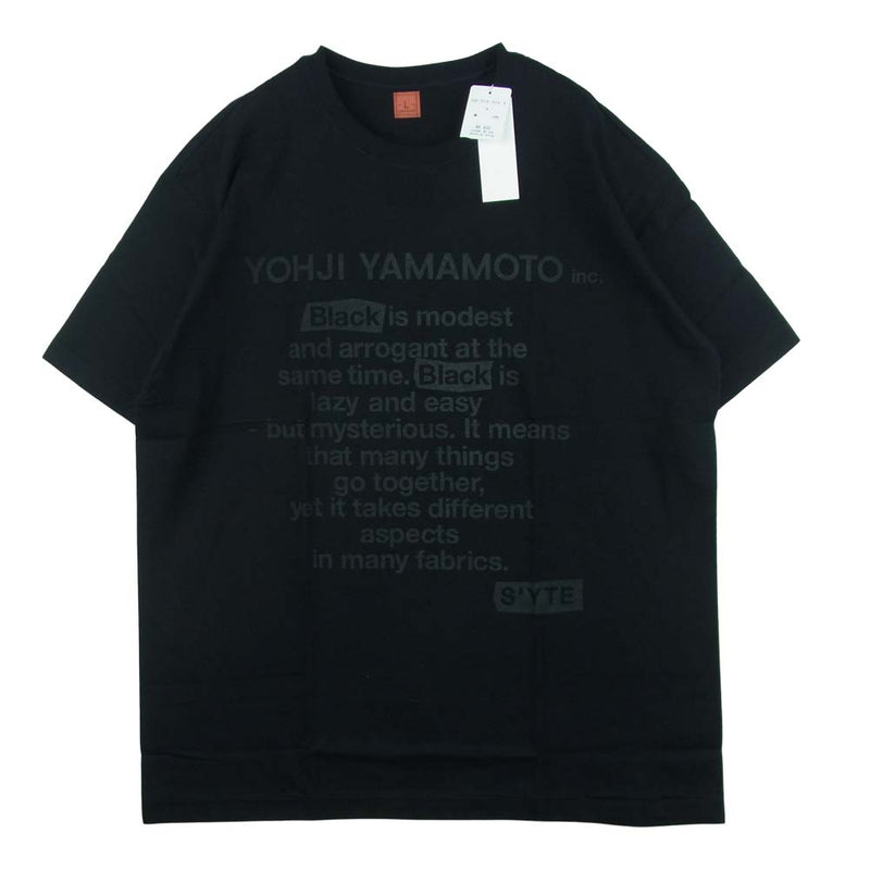 Yohji Yamamoto ヨウジヤマモト UH-T29-006 S'YTE 20/CottonJersey Black Is Modest Message T-Shirt メッセージ 半袖 Tシャツ ブラック系 L 4【新古品】【未使用】【中古】