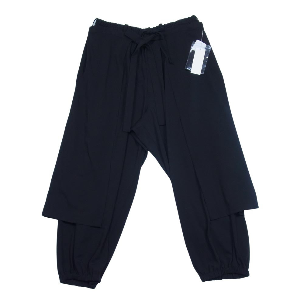 Yohji Yamamoto ヨウジヤマモト S'YTE UJ-P57-912 Pe/Rayon ギャバジン ストレッチ ヘムボトム サイドラップ パンツ ブラック系 3【新古品】【未使用】【中古】