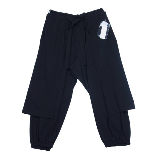 Yohji Yamamoto ヨウジヤマモト S'YTE UJ-P57-912 Pe/Rayon ギャバジン ストレッチ ヘムボトム サイドラップ パンツ ブラック系 3【新古品】【未使用】【中古】