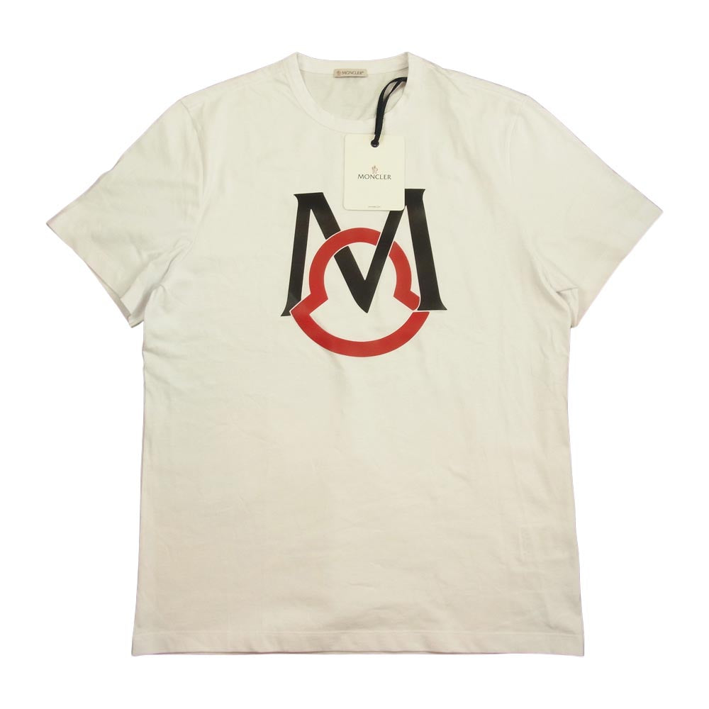 MONCLER モンクレール 国内正規品 MAGLIA T-SHIRT ロゴプリント トリコロール Tシャツ 白 ホワイト系 L【新古品】【未使用】【中古】