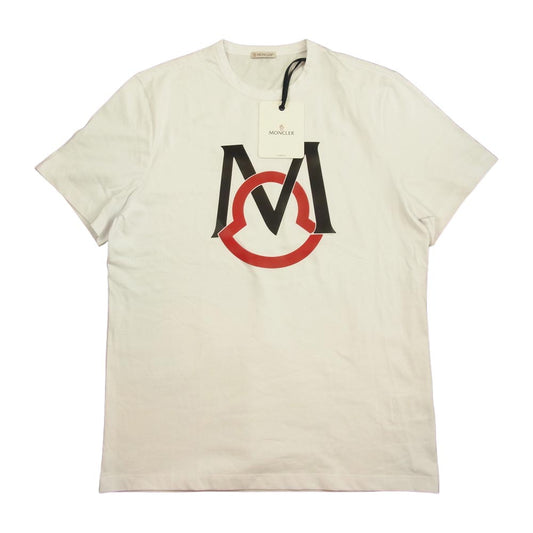 MONCLER モンクレール 国内正規品 MAGLIA T-SHIRT ロゴプリント トリコロール Tシャツ 白 ホワイト系 L【新古品】【未使用】【中古】