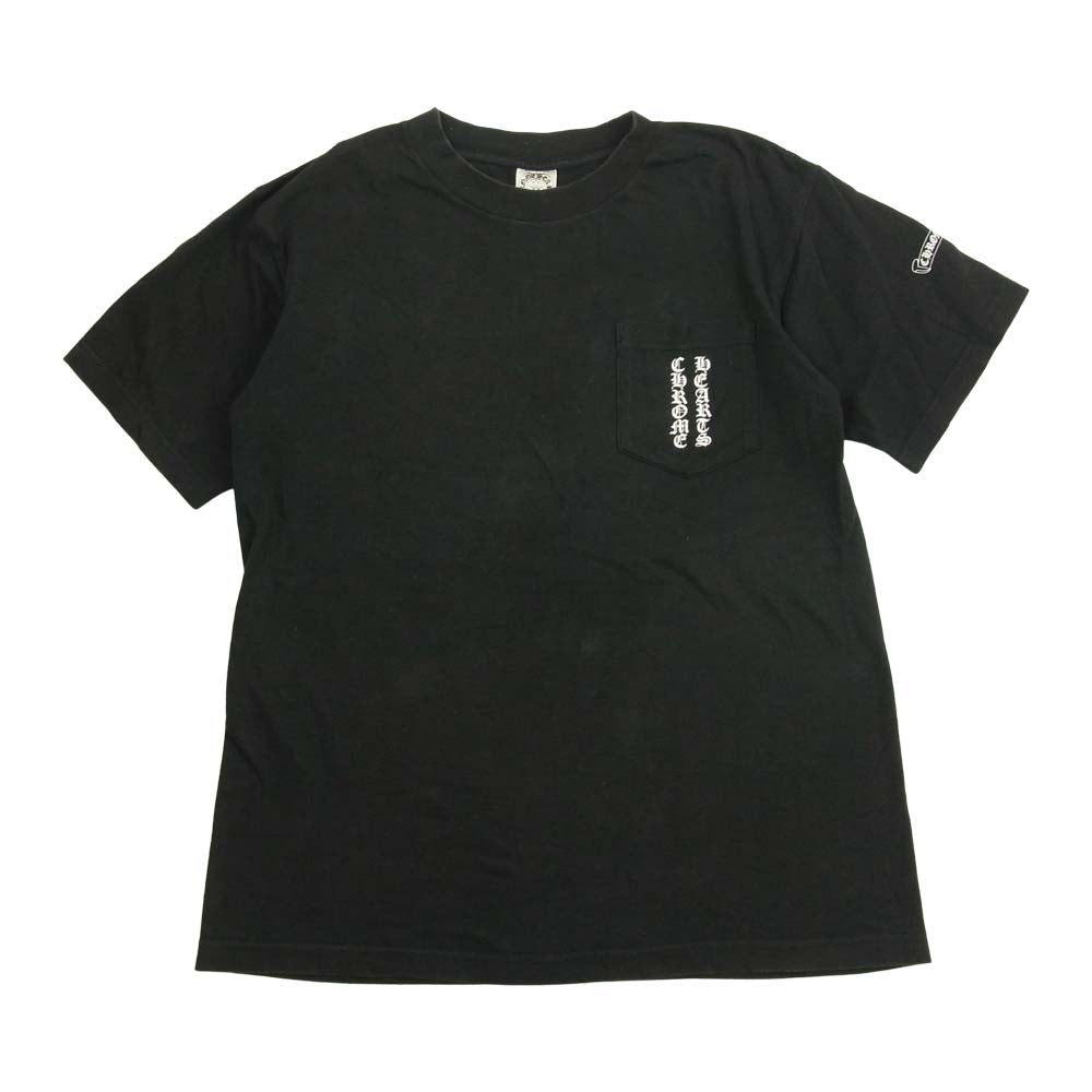 CHROME HEARTS クロムハーツ（原本無） スクロールラベル プリント ポケット 半袖 Tシャツ ブラック系 M【中古】