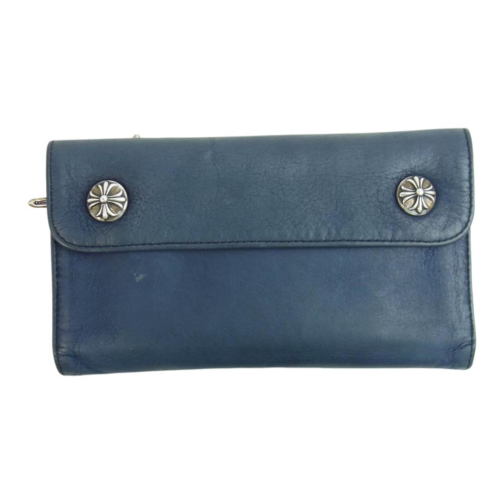 CHROME HEARTS クロムハーツ（原本有） WAVE NVLTY LTHR ウェーブウォレット ネイビー系【中古】