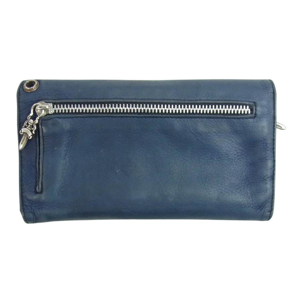 CHROME HEARTS クロムハーツ（原本有） WAVE NVLTY LTHR ウェーブウォレット ネイビー系【中古】