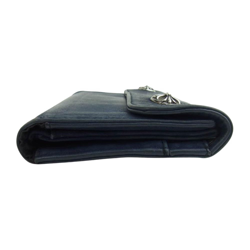 CHROME HEARTS クロムハーツ（原本有） WAVE NVLTY LTHR ウェーブウォレット ネイビー系【中古】