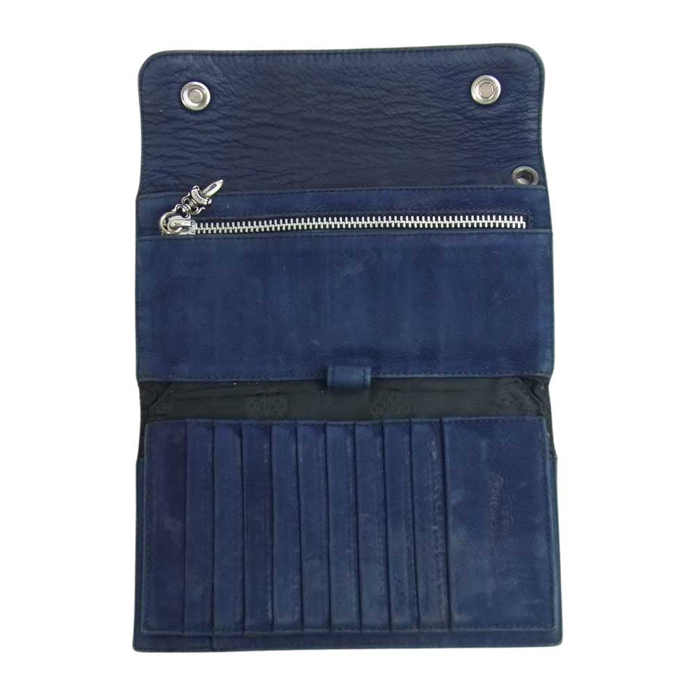 CHROME HEARTS クロムハーツ（原本有） WAVE NVLTY LTHR ウェーブウォレット ネイビー系【中古】