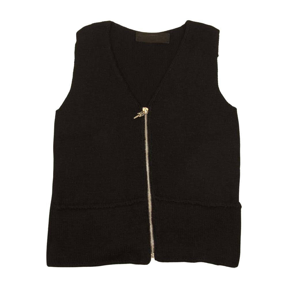 CHROME HEARTS クロムハーツ（原本無） ダガージップ アルパカ ニット ベスト ブラック系 M【中古】