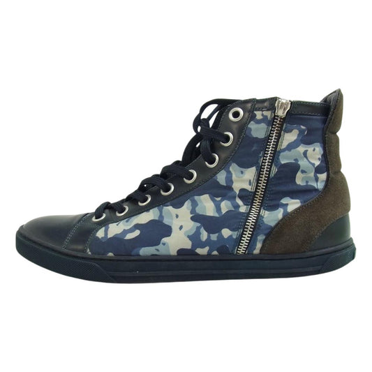 LOUIS VUITTON ルイ・ヴィトン サイドジップ スエード切替 ハイカット スニーカー ブルー系 8【中古】