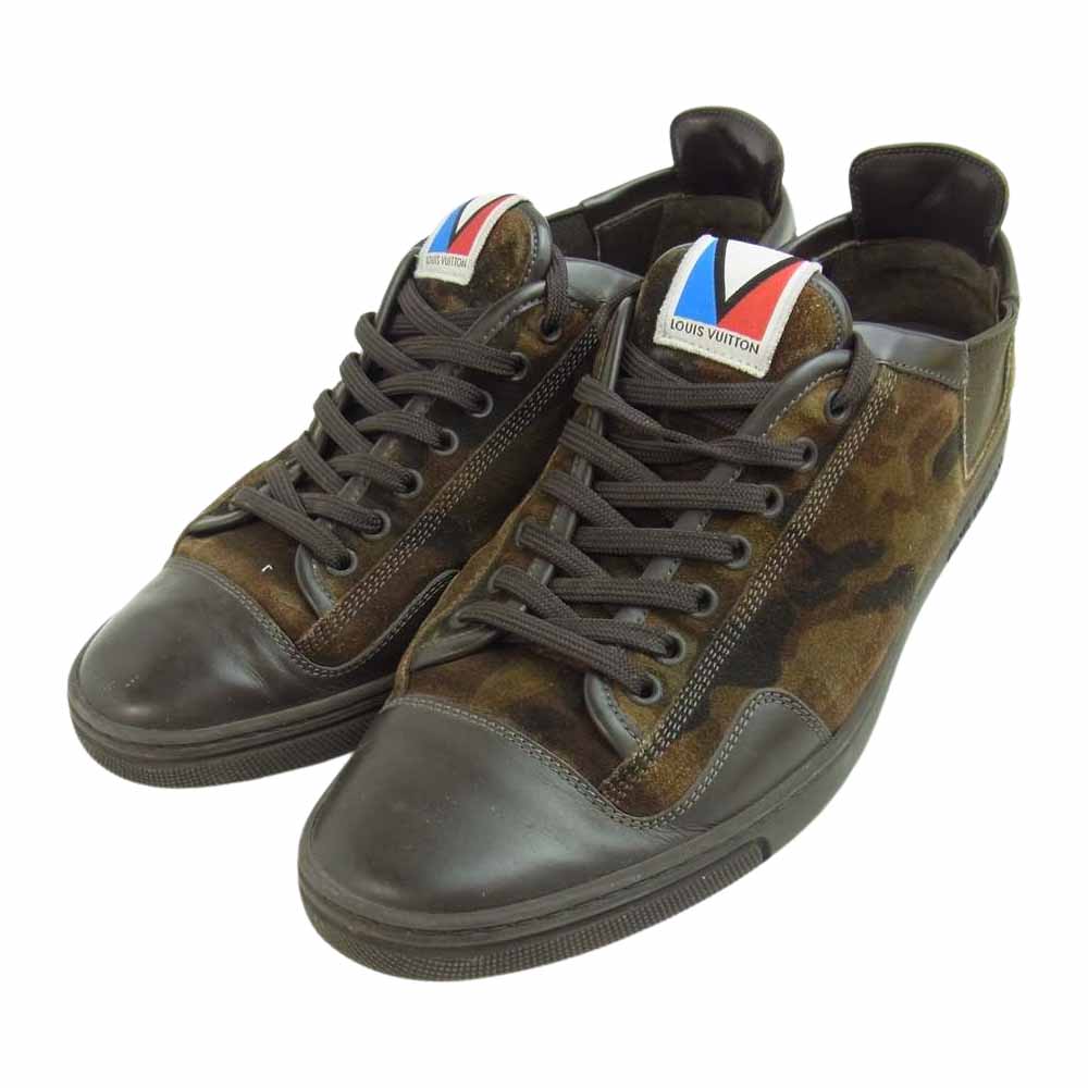 LOUIS VUITTON ルイ・ヴィトン スエード サイドゴア ローカット スニーカー ブラウン系 8【中古】