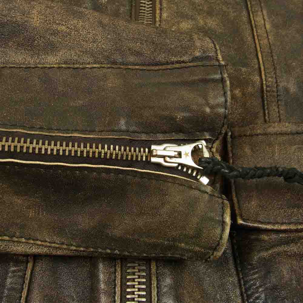 GOLDEN GOOSE ゴールデングース 909662 国内正規品 イタリア製 ヴィンテージ加工 シープレザー スタッズ ライダース ジャケット ブラック系 S【中古】