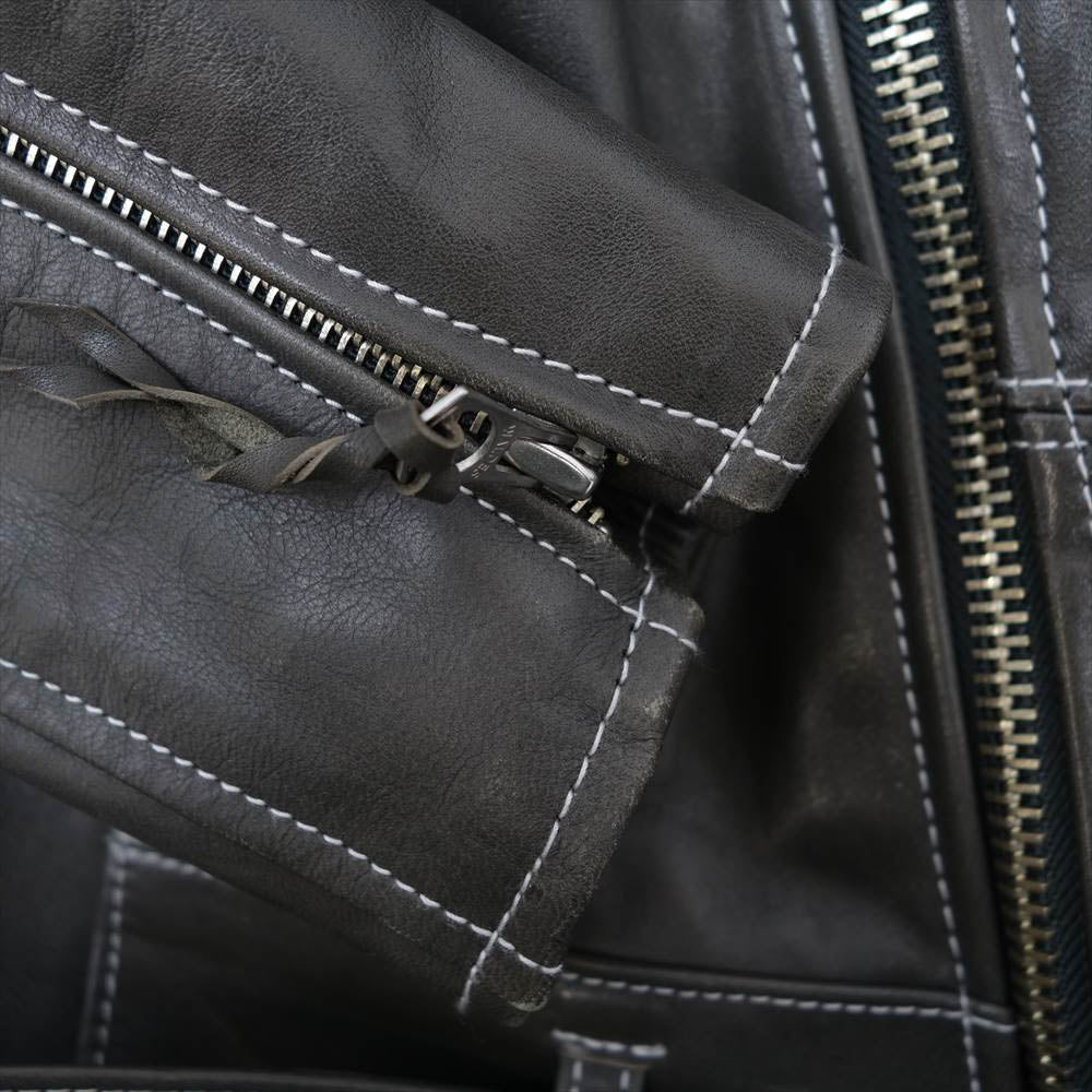 BRU NA BOINNE ブルーナボイン 5L-0007 スカイジャケット ホースハイド レザー ダブルライダース ジャケット グレー系 XL【中古】