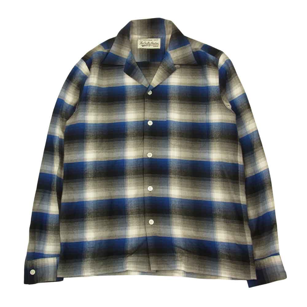 WACKO MARIA ワコマリア WM1803B オンブレ レーヨン チェックシャツ ブルー系 S【中古】