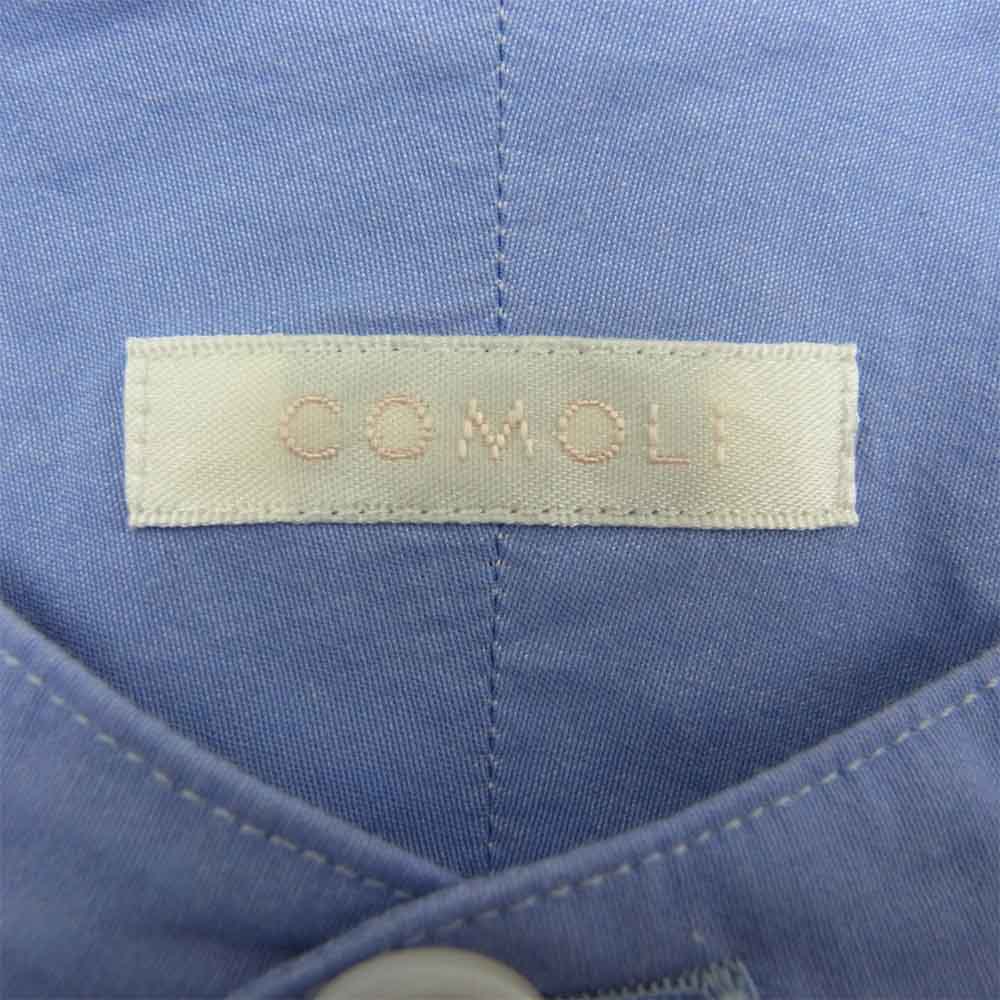 COMOLI コモリ S03-02002 20AW バンドカラー 長袖 コットン ロングスリーブ シャツ SAX ブルー系 2【中古】