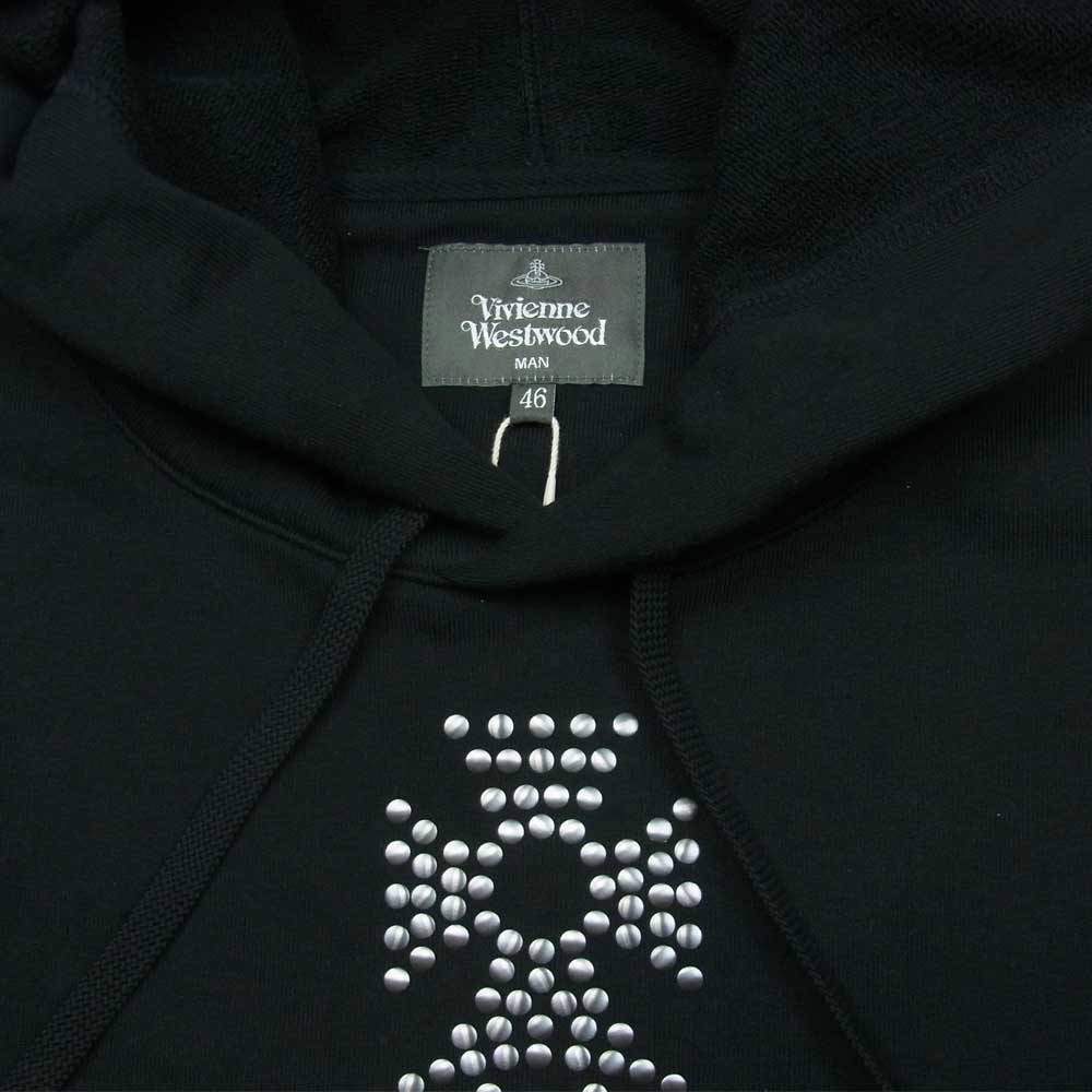 Vivienne WestwoodMAN ヴィヴィアンウエストウッドマン スタッズ ORB ビッグ フーディー ブラック系 46【新古品】【未使用】【中古】