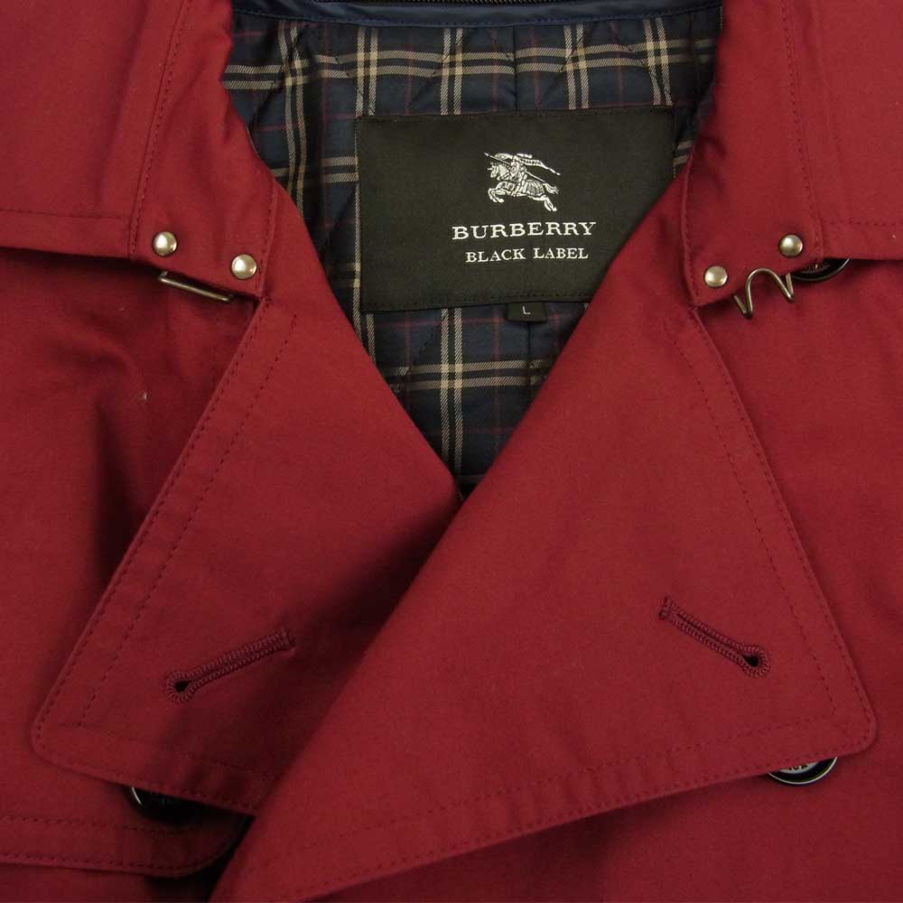 BURBERRY BLACK LABEL バーバリーブラックレーベル D1A10-700-16 ギャバジン ショート トレンチ コート ライナー付属 ワインレッド系 L【中古】