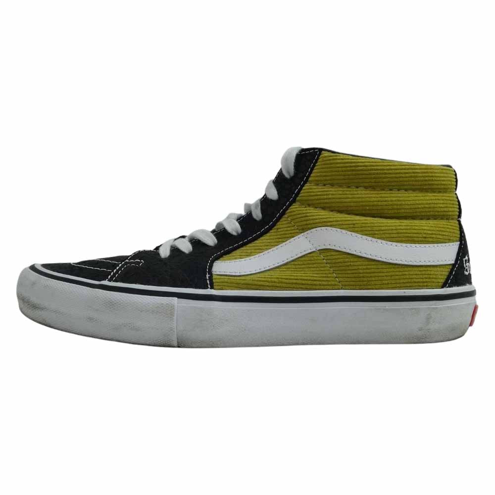 Supreme シュプリーム 721454 × VANS SK8-MID & LAMPIN CORDUROY CROC PACK スケートミッド & ランピン コーデュロイ クロコ スニーカー ブラック系 イエロー系 27cm【中古】