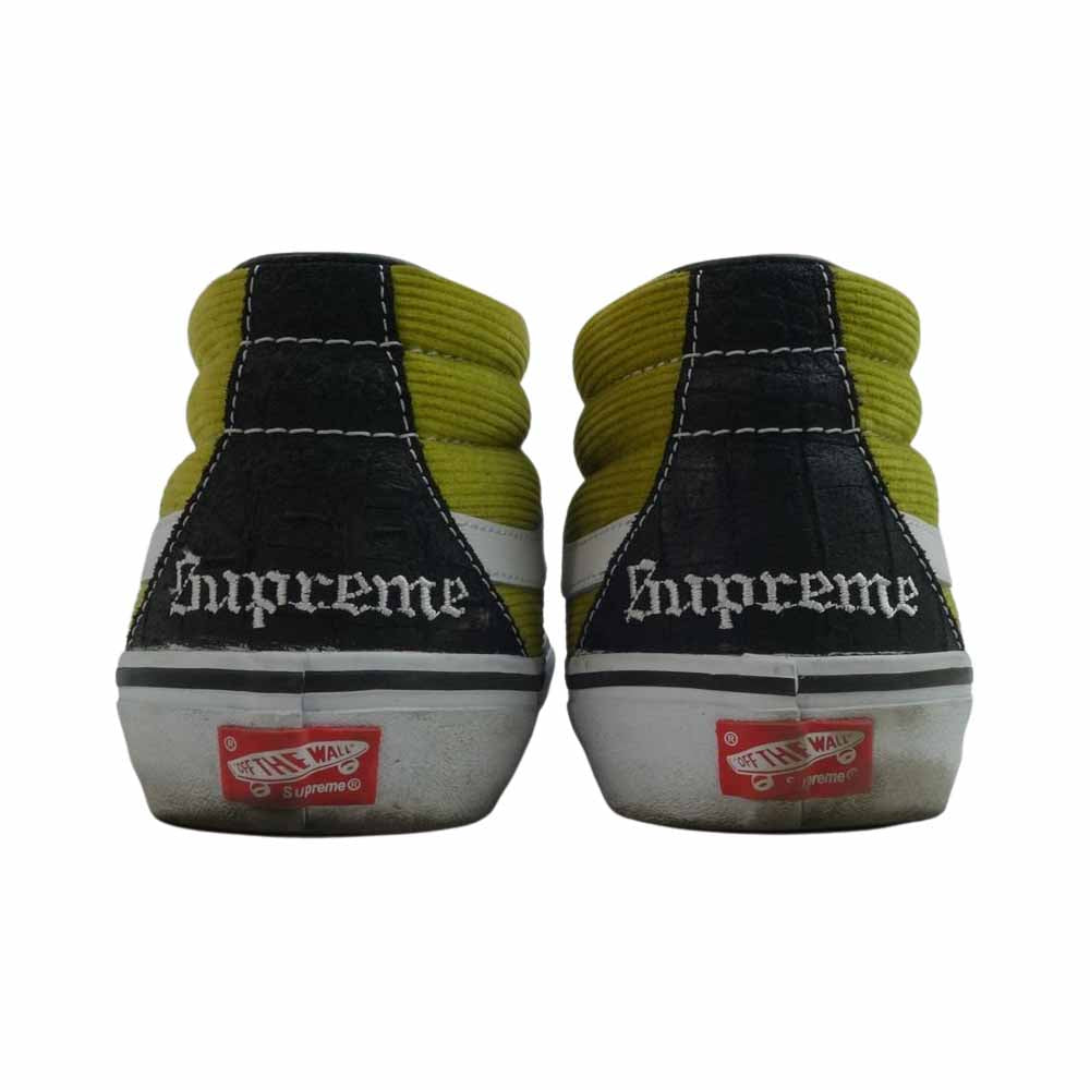 Supreme シュプリーム 721454 × VANS SK8-MID & LAMPIN CORDUROY CROC PACK スケートミッド & ランピン コーデュロイ クロコ スニーカー ブラック系 イエロー系 27cm【中古】