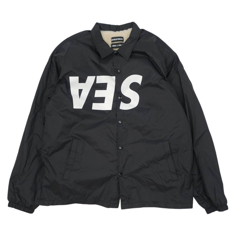 WIND AND SEA ウィンダンシー ×ゴッドセレクション コーチボアジャケット Ｌサイズ ブラック  ブラック系 ホワイト系 L【中古】