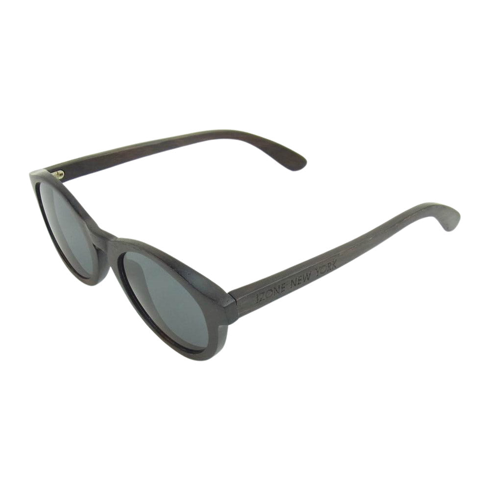 アイゾーン ニューヨーク UV3+ 偏光レンズ 黒檀 木製 ウッドフレーム サングラス アイウェア 眼鏡 ダークブラウン系【極上美品】【中古】