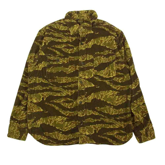 TENDERLOIN テンダーロイン T-CORDUROY SHT BB タイガーカモ コーデュロイ シャツ カーキ系 カモ柄 L【中古】