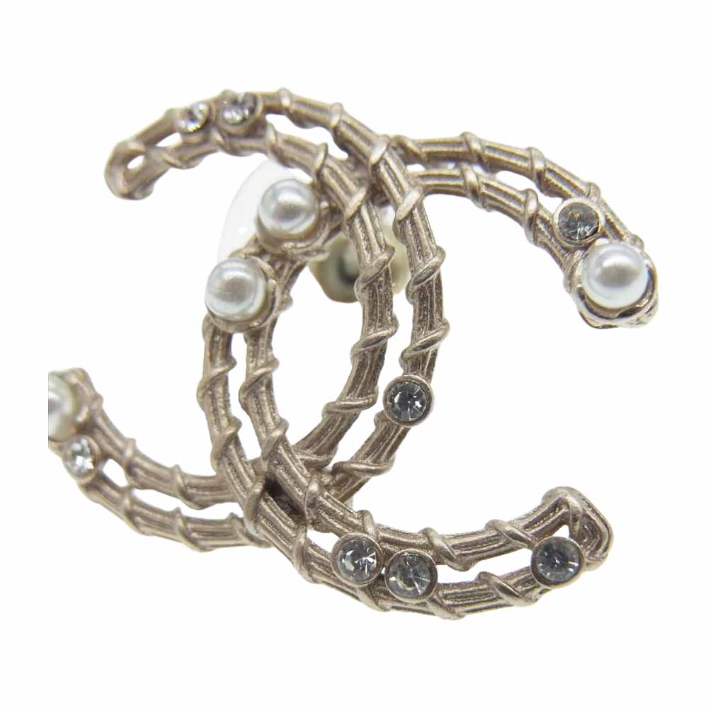CHANEL シャネル ココマーク フェイクパール ピアス ゴールド系【中古】