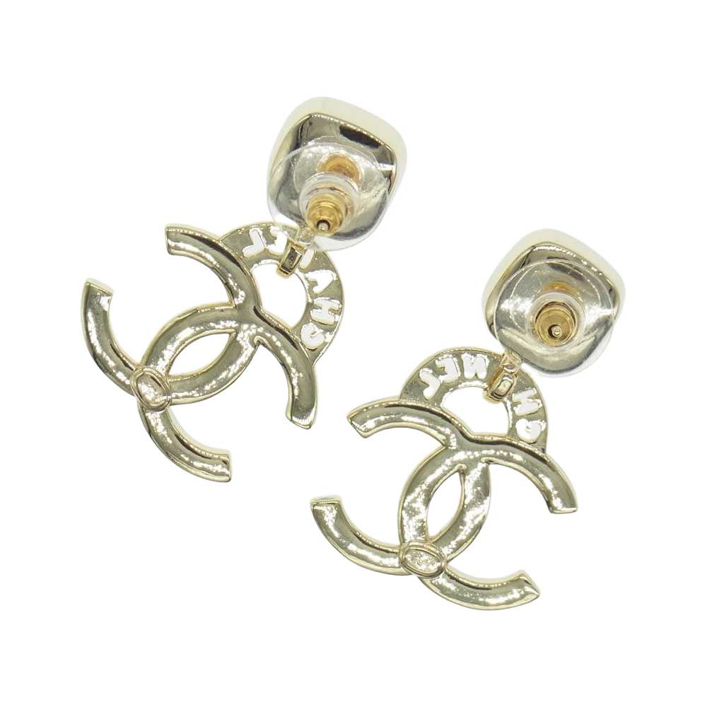 CHANEL シャネル ココマーク クリスタル ストーン ピアス ゴールド系【中古】
