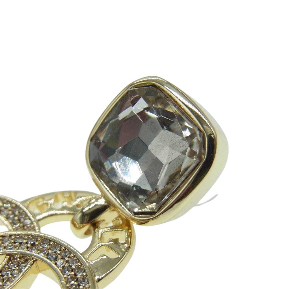 CHANEL シャネル ココマーク クリスタル ストーン ピアス ゴールド系【中古】