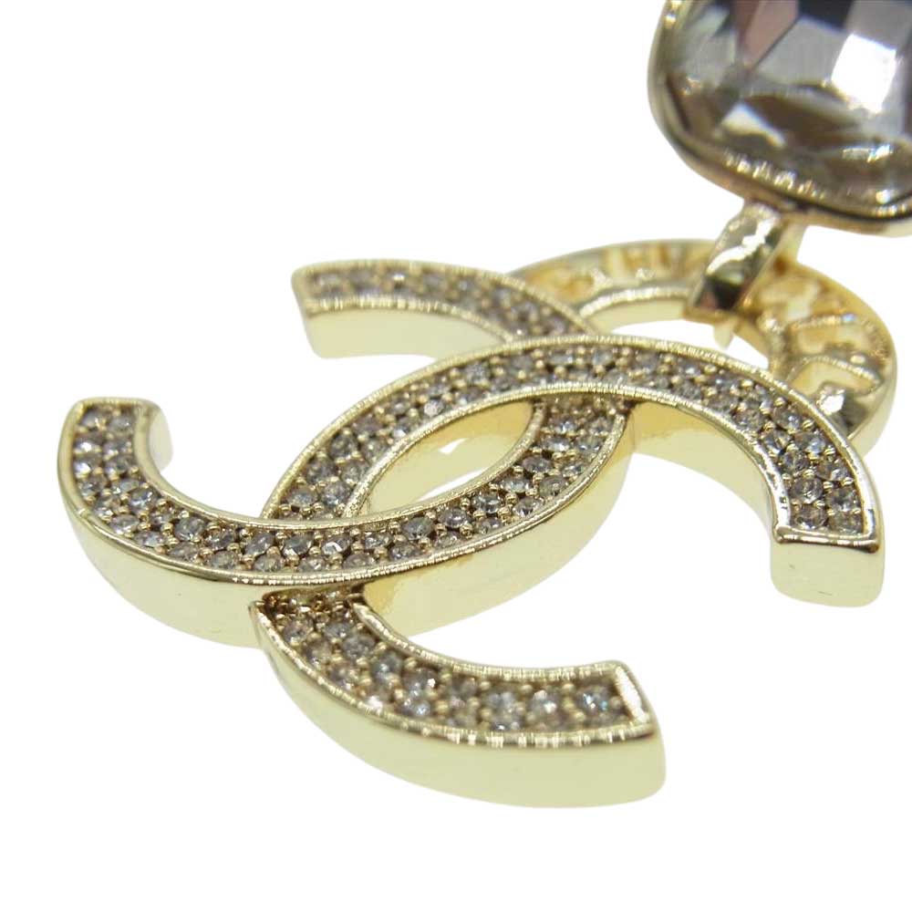 CHANEL シャネル ココマーク クリスタル ストーン ピアス ゴールド系【中古】