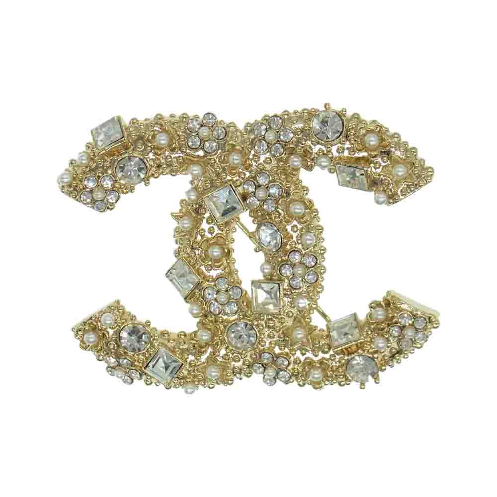 CHANEL シャネル 21A ビジュー パール ココマークブローチ ゴールド系【中古】