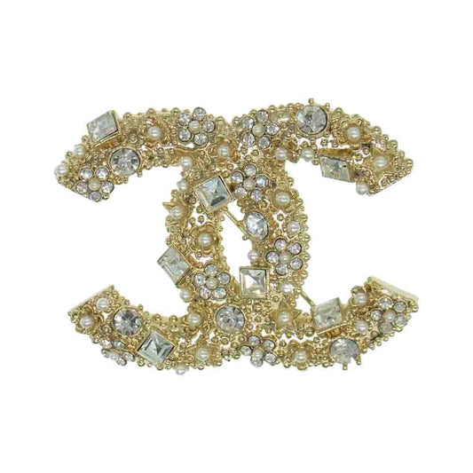 CHANEL シャネル 21A ビジュー パール ココマークブローチ ゴールド系【中古】