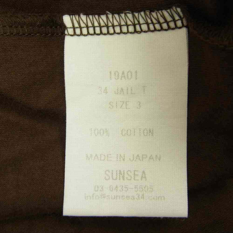 SUNSEA サンシー 19A01 19SS 34 Jail T 半袖 Tシャツ ブラウン系 3【中古】