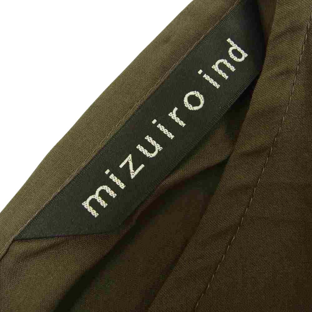 ミズイロインド バック編み上げ 長袖 シャツ ワンピース モスグリーン系【中古】