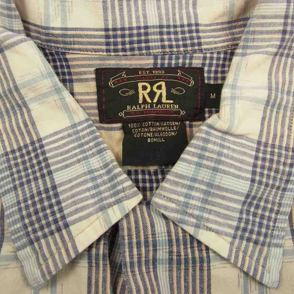 RRL ダブルアールエル 90s 三ツ星タグ チェック 半袖 シャツ ブルー系 M【中古】