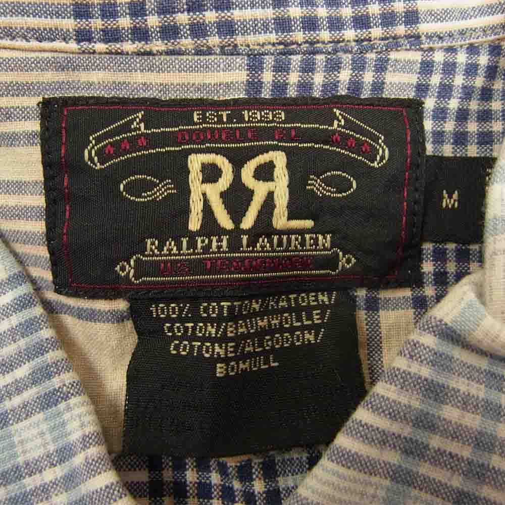 RRL ダブルアールエル 90s 三ツ星タグ チェック 半袖 シャツ ブルー系 M【中古】