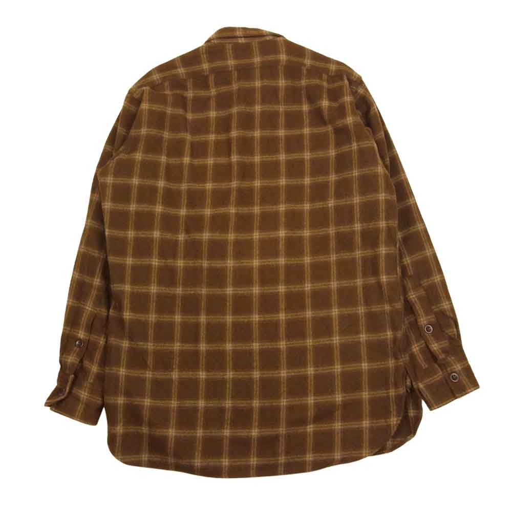RRL ダブルアールエル 90s 三ツ星タグ チェック ハーフジップ プルオーバー シャツ ブラウン系 S【中古】