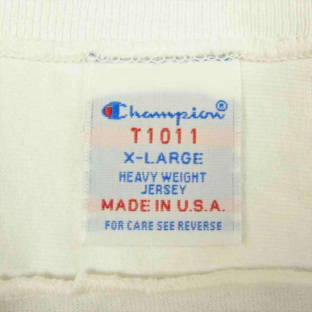 Champion チャンピオン T1011 USA製 フットボールTシャツ ホワイト系 XL【中古】