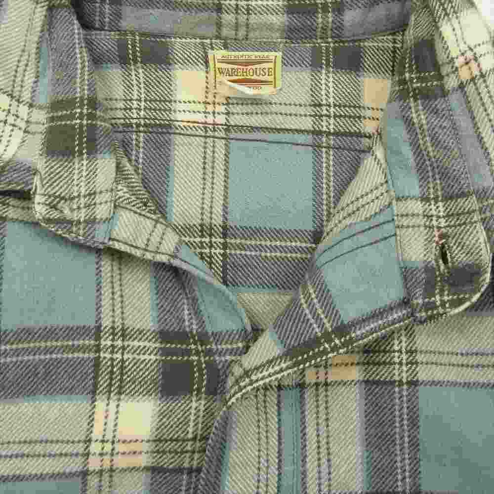 WAREHOUSE ウエアハウス 山ポケット チェック ネルシャツ ブルー系 16【中古】
