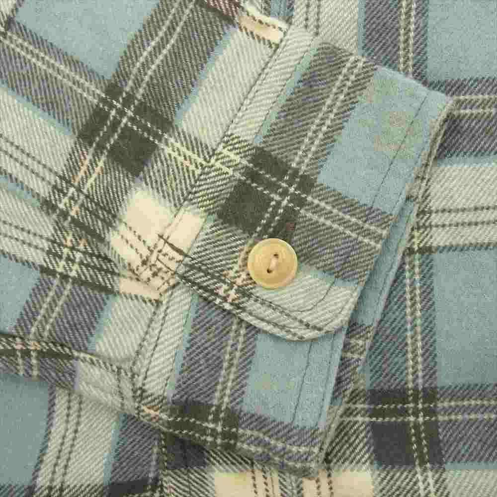 WAREHOUSE ウエアハウス 山ポケット チェック ネルシャツ ブルー系 16【中古】