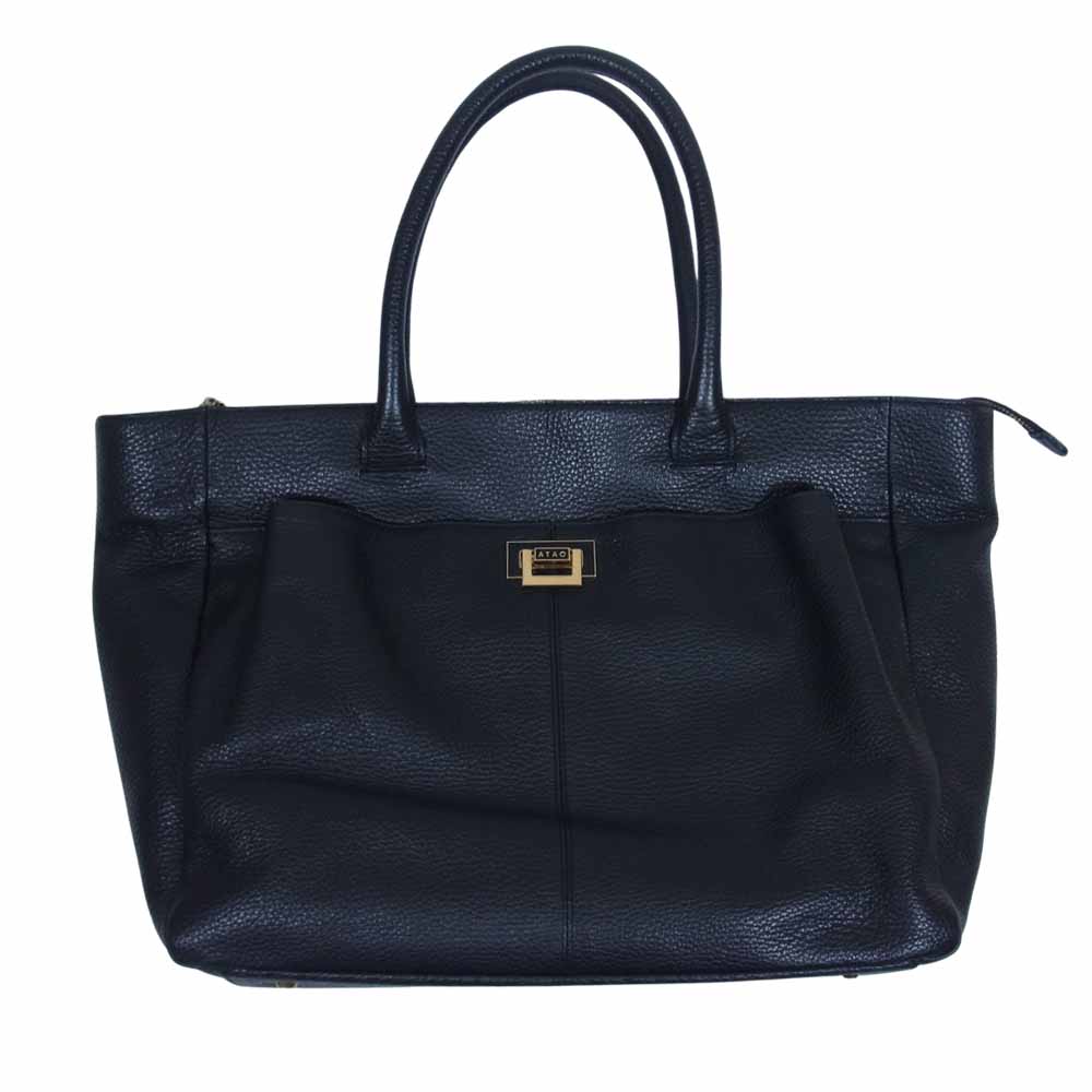 アタオ ウィークデー 撥水 レザー トート バッグ ブラック系【中古】