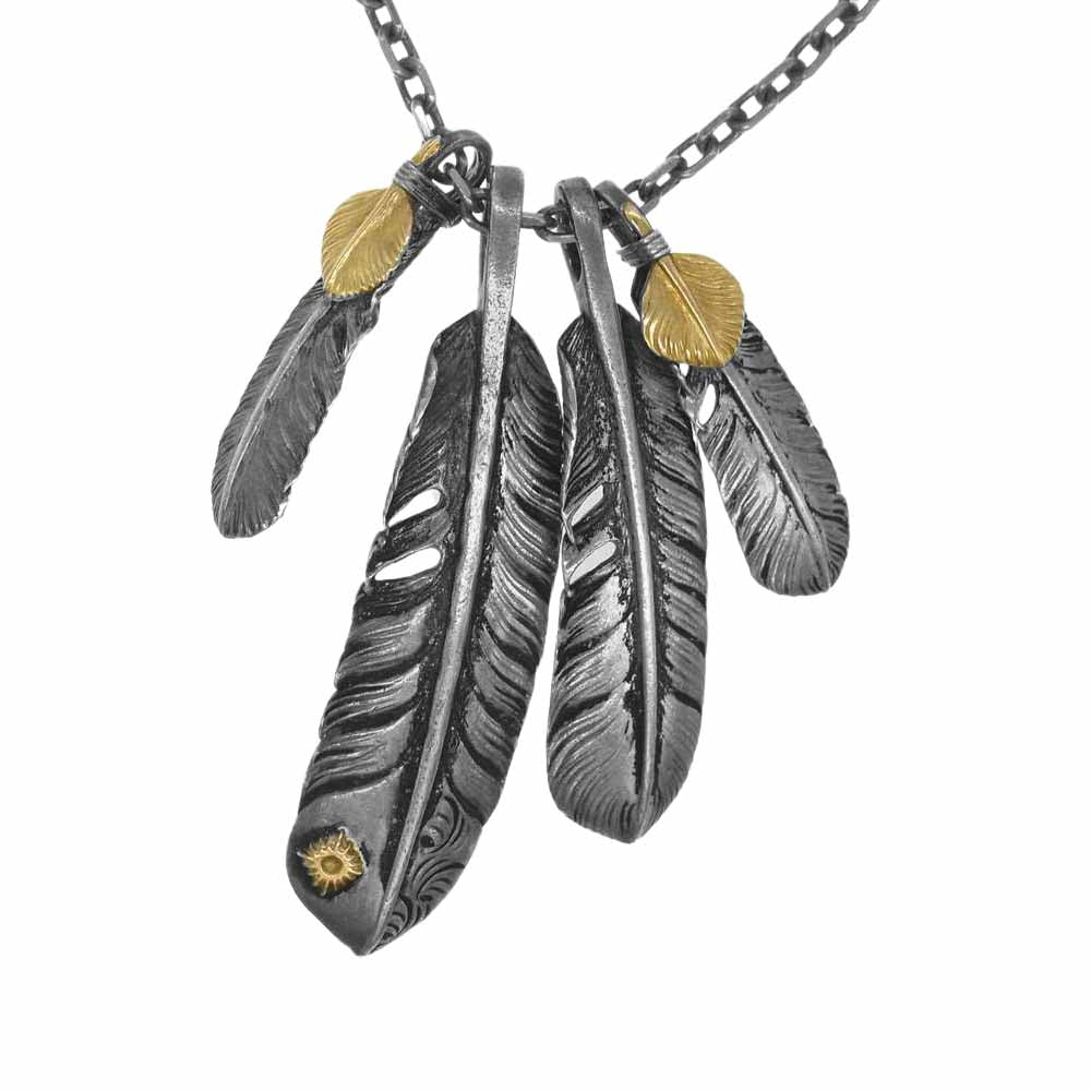 ARIZONA FREEDOM アリゾナフリーダム 70mm 太陽神メタル付き 唐草フェザー K18ハートフェザー カスタム ネックレス シルバー系【中古】